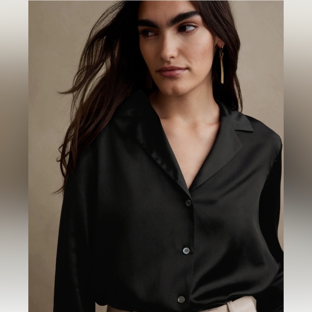 NWT BANANA REPUBLIC SILK RESORT SHIRT - Picture 4 of 5